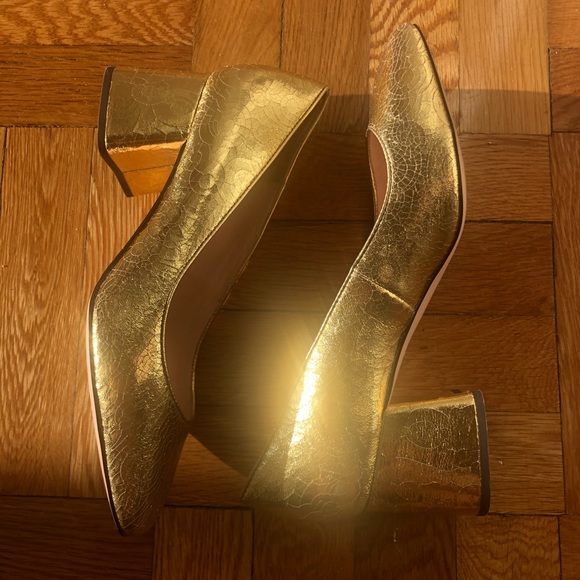 J. Crew Shoes - J Crew Celia with Cracked Metallic Gold Pumps